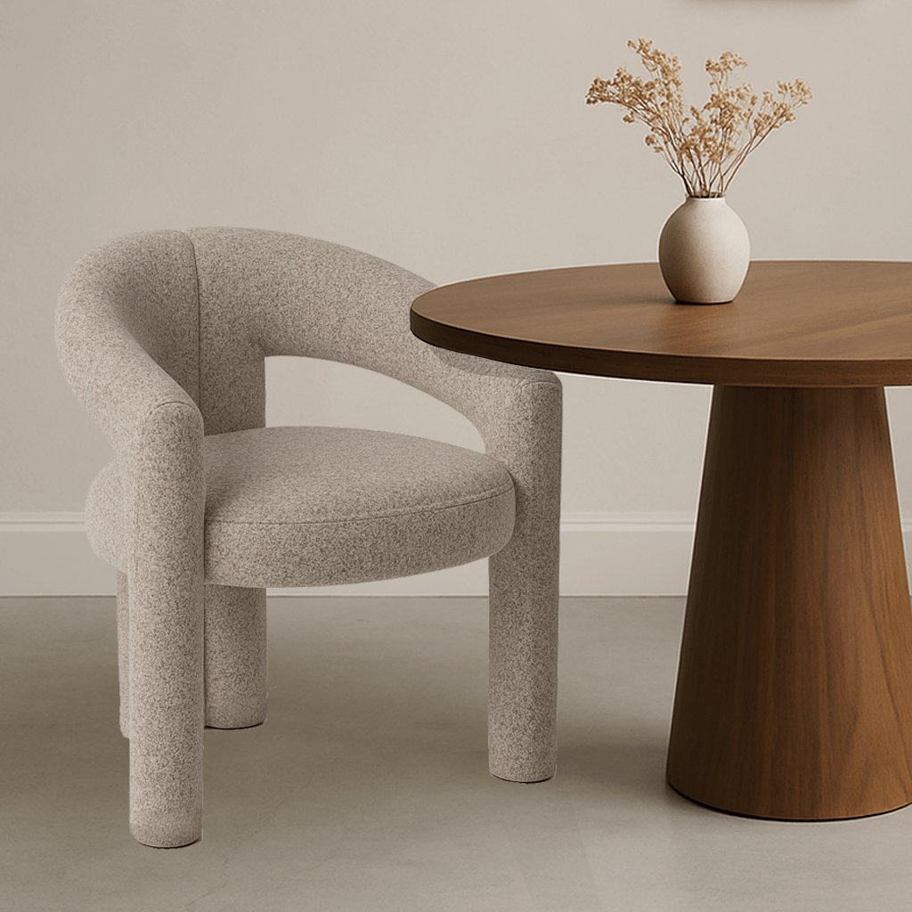 Design Dining Chair Sand Color Bouclé Maro - Fully Upholstered 