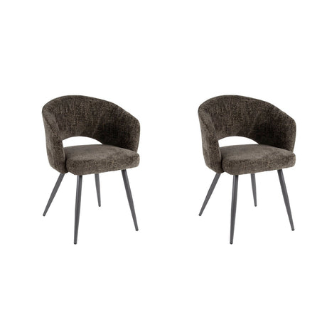 Set of 2 dining chairs Cargo Fabric Brown 
