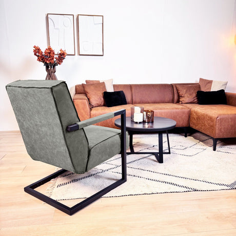 Tiger Industrial Leather Armchair Green