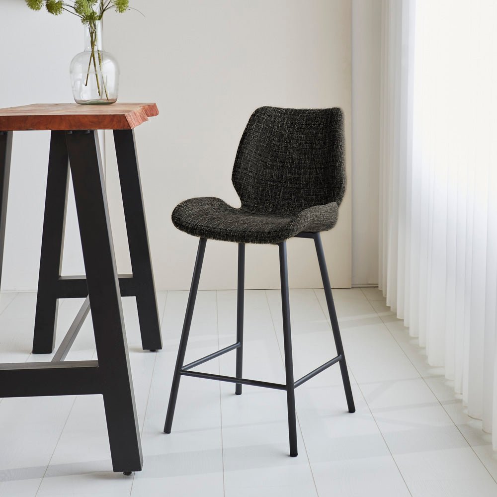 Beau Bar Stool Chenille Black