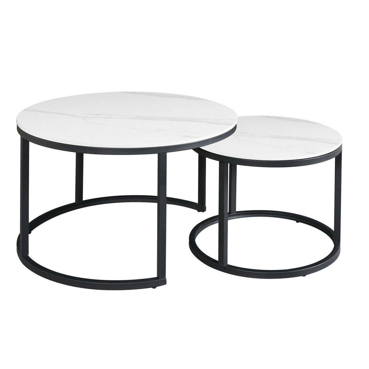 Coffee table set of 2 Trevor Marble White round