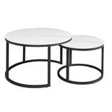 Coffee table set of 2 Trevor Marble White round