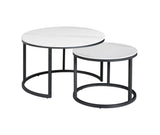 Coffee table set of 2 Trevor Marble White round