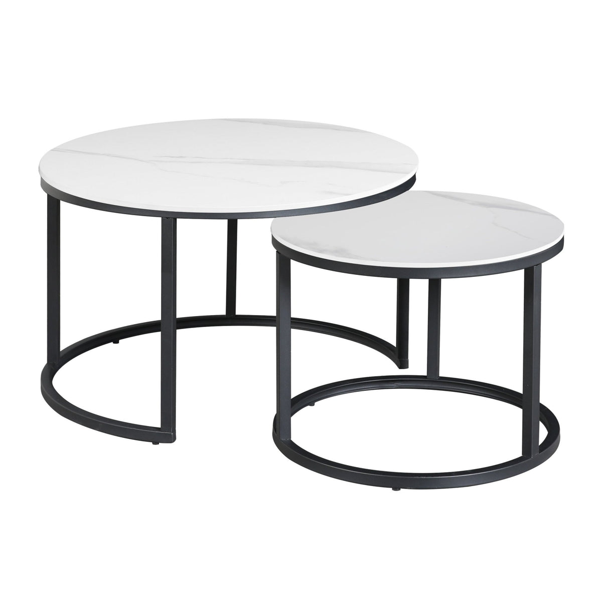 Coffee table set of 2 Trevor Marble White round