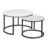 Coffee table set of 2 Trevor Marble White round