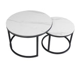 Coffee table set of 2 Trevor Marble White round