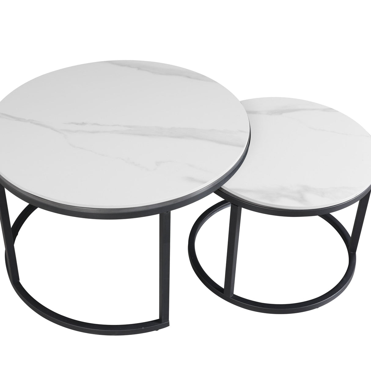 Coffee table set of 2 Trevor Marble White round