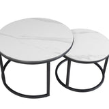 Coffee table set of 2 Trevor Marble White round