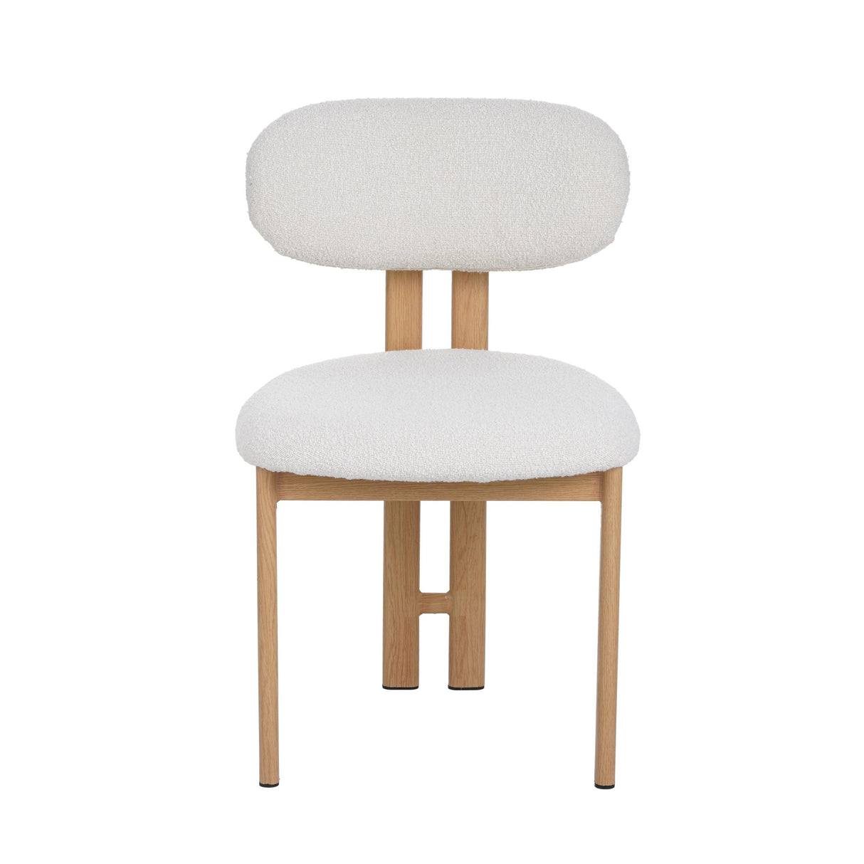 Japandi Dining Chair Miyo Bouclé Ivory - Oak Look Frame 