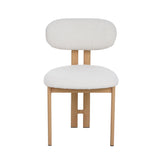 Japandi Dining Chair Miyo Bouclé Ivory - Oak Look Frame 