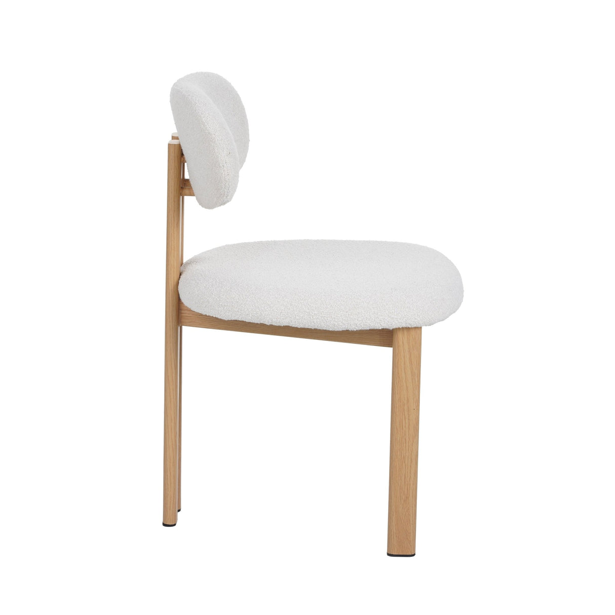 Japandi Dining Chair Miyo Bouclé Ivory - Oak Look Frame 