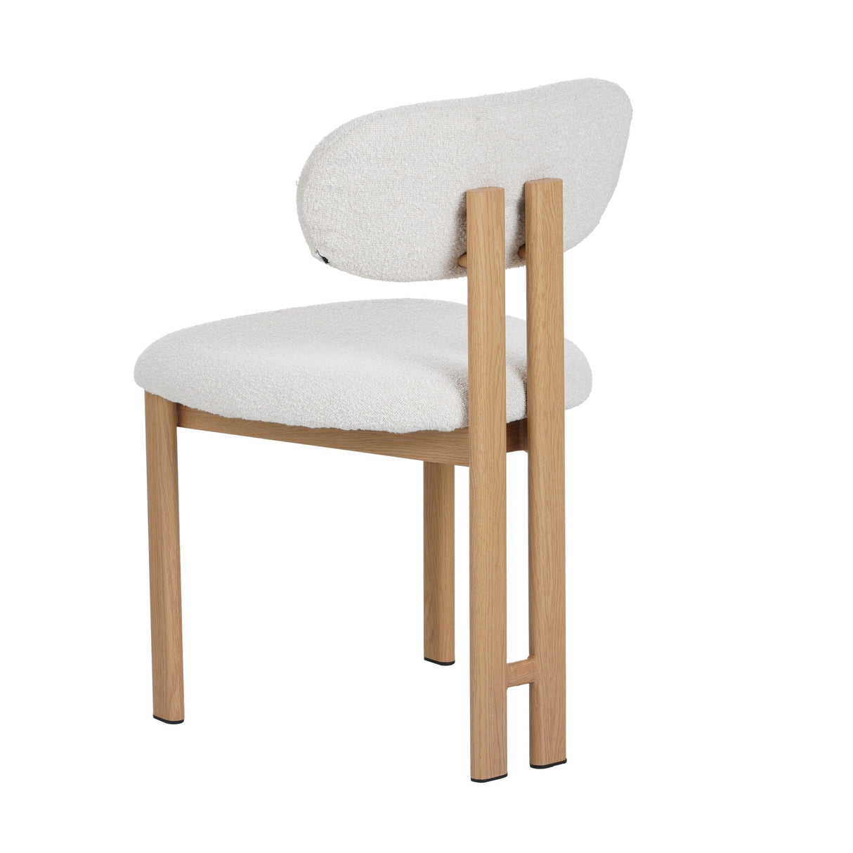 Japandi Dining Chair Miyo Bouclé Ivory - Oak Look Frame 