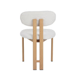 Japandi Dining Chair Miyo Bouclé Ivory - Oak Look Frame 