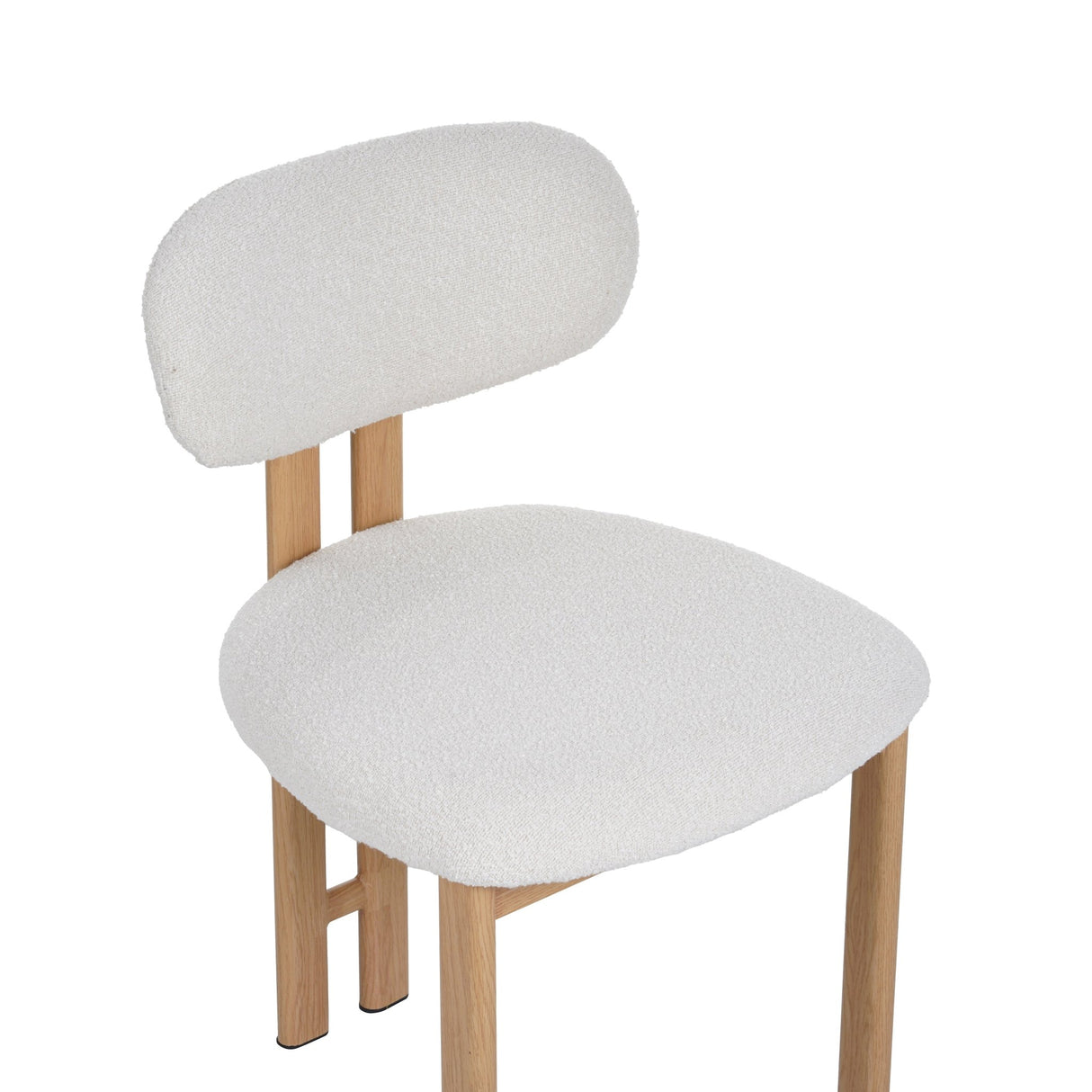 Japandi Dining Chair Miyo Bouclé Ivory - Oak Look Frame 