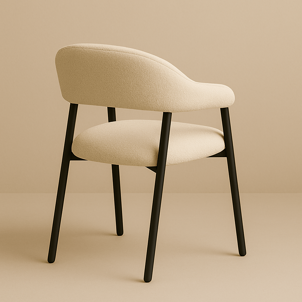 Dining Room Chair Bouclé Beige Lisa - Black Frame 