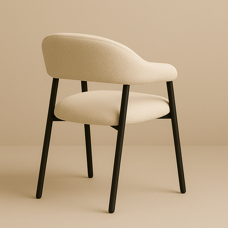Dining Room Chair Set of 4 Bouclé Beige Lisa - Black Frame 