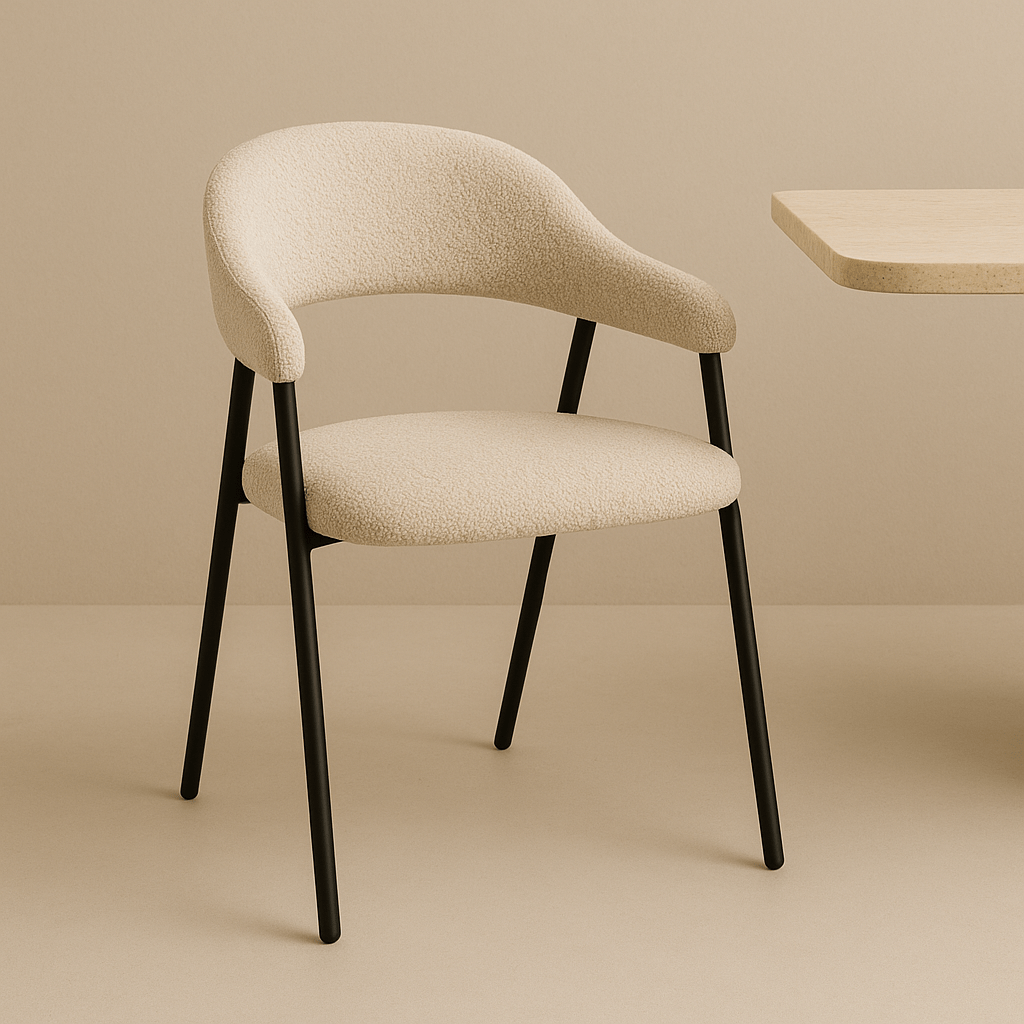 Dining Room Chair Bouclé Beige Lisa - Black Frame 