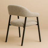 Complete Set: Lea Dining Table Travertine + 4x Lisa Bouclé Chairs Grey 
