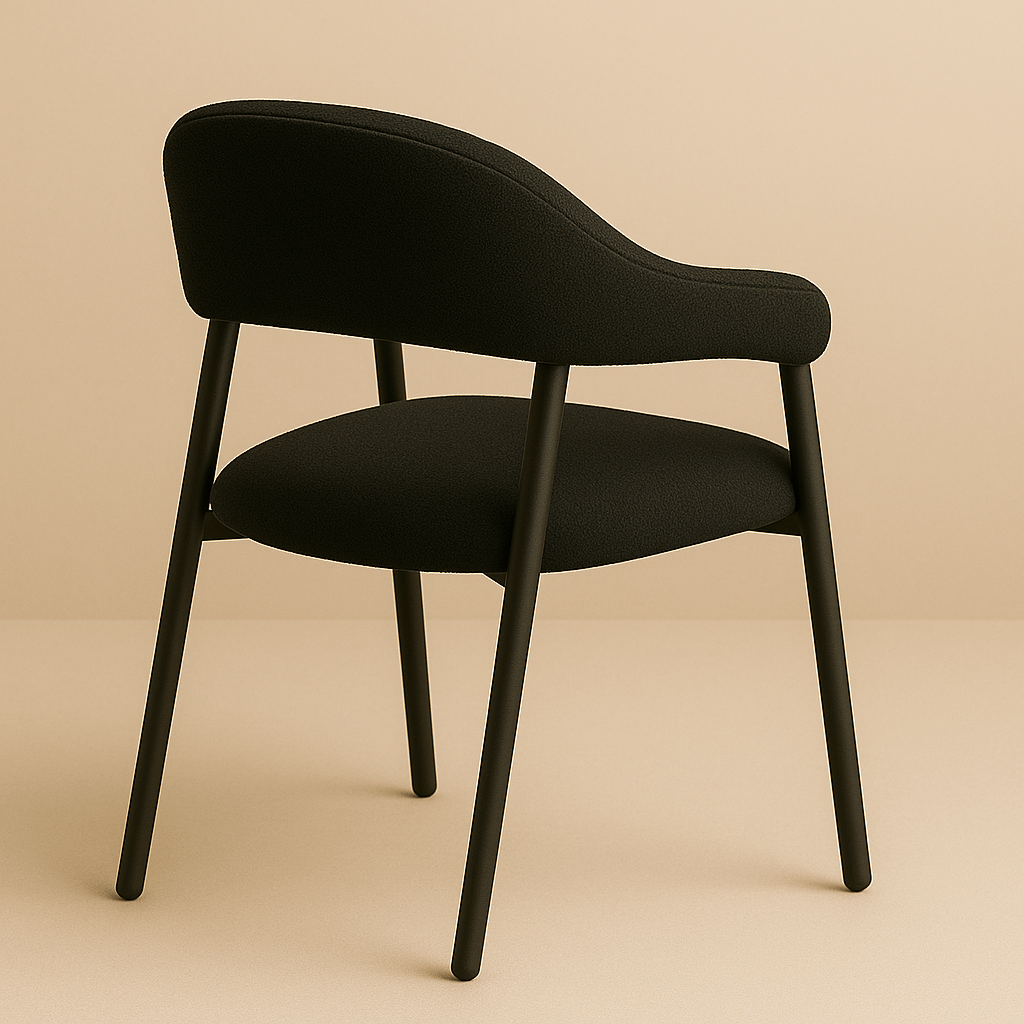 Dining Room Chair Bouclé Beige Lisa - Black Frame 