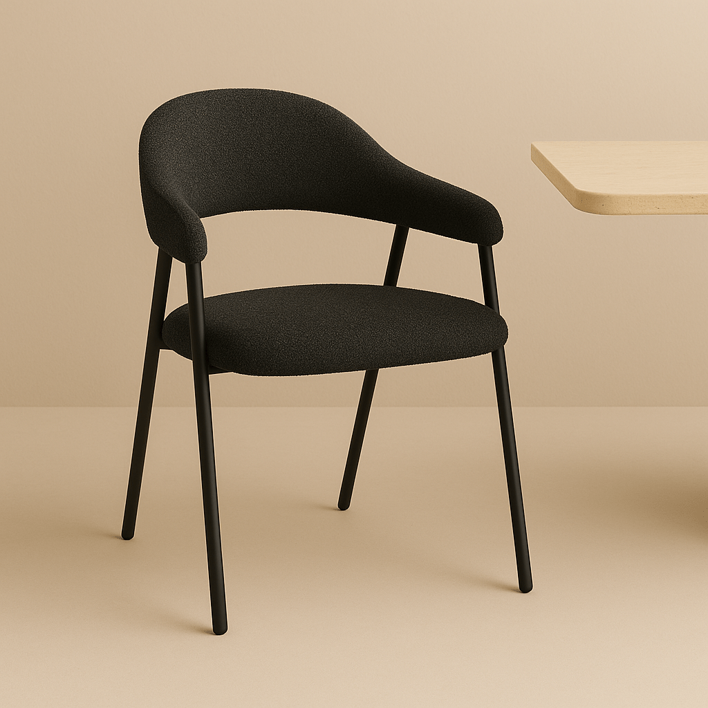 Dining Room Chair Bouclé Beige Lisa - Black Frame 