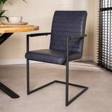 Bras Industrial Dining Chair Blue with Armrests