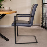 Bras Industrial Dining Chair Blue with Armrests