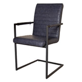 Bras Industrial Dining Chair Blue with Armrests