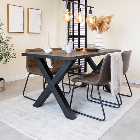 Dining table Lenzo black x-leg black