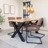 Dining table Lenzo rustic oak x-leg black