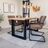 Dining table Lenzo Rustic oak u-leg black