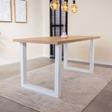 Dining table Lenzo Rustic oak u-leg white