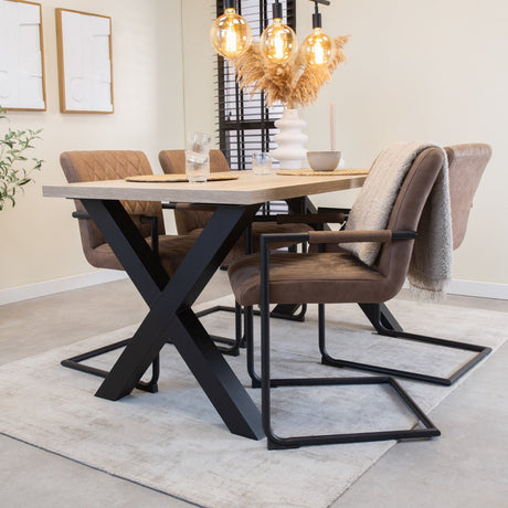 Dining table Lenzo Robson oak x-leg black