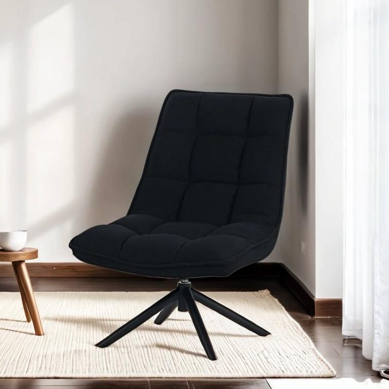 Yuki Swivel Armchair Bouclé Black