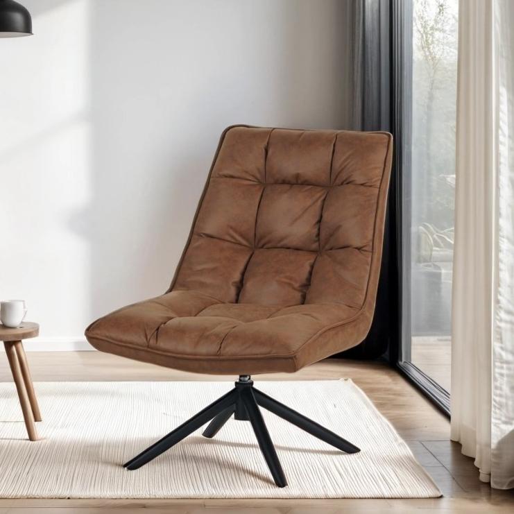 Yuki Swivel Armchair Eco-Leather Cognac