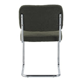 Modern Dining Chair Green Boucle Fabric Sway - Chrome Frame - Without Armrests 