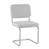 Modern Dining Chair Green Boucle Fabric Sway - Chrome Frame - Without Armrests 