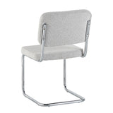 Modern Dining Chair Green Boucle Fabric Sway - Chrome Frame - Without Armrests 