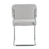 Modern Dining Chair Green Boucle Fabric Sway - Chrome Frame - Without Armrests 