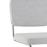 Modern Dining Chair Green Boucle Fabric Sway - Chrome Frame - Without Armrests 