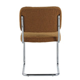 Modern Dining Chair Green Boucle Fabric Sway - Chrome Frame - Without Armrests 