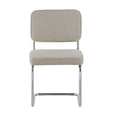 Modern Dining Chair Sand Color Bouclé Fabric Sway - Chrome Frame - Without Armrests 