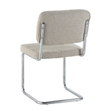 Modern Dining Chair Sand Color Bouclé Fabric Sway - Chrome Frame - Without Armrests 