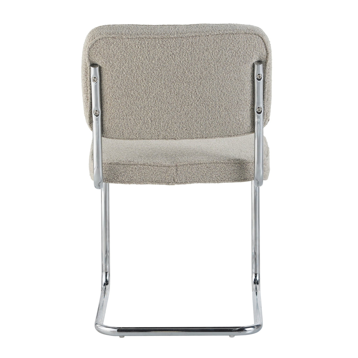 Modern Dining Chair Sand Color Bouclé Fabric Sway - Chrome Frame - Without Armrests 