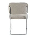 Modern Dining Chair Sand Color Bouclé Fabric Sway - Chrome Frame - Without Armrests 