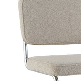 Modern Dining Chair Sand Color Bouclé Fabric Sway - Chrome Frame - Without Armrests 