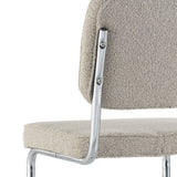 Modern Dining Chair Sand Color Bouclé Fabric Sway - Chrome Frame - Without Armrests 