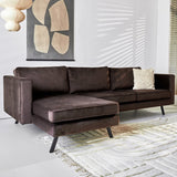 3-seater corner sofa Gino velvet brown left