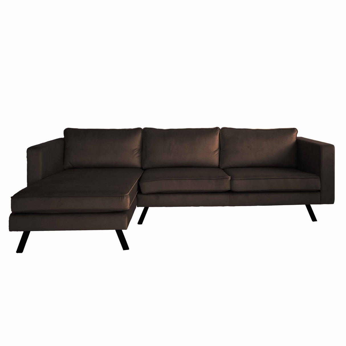 3-seater corner sofa Gino velvet brown left