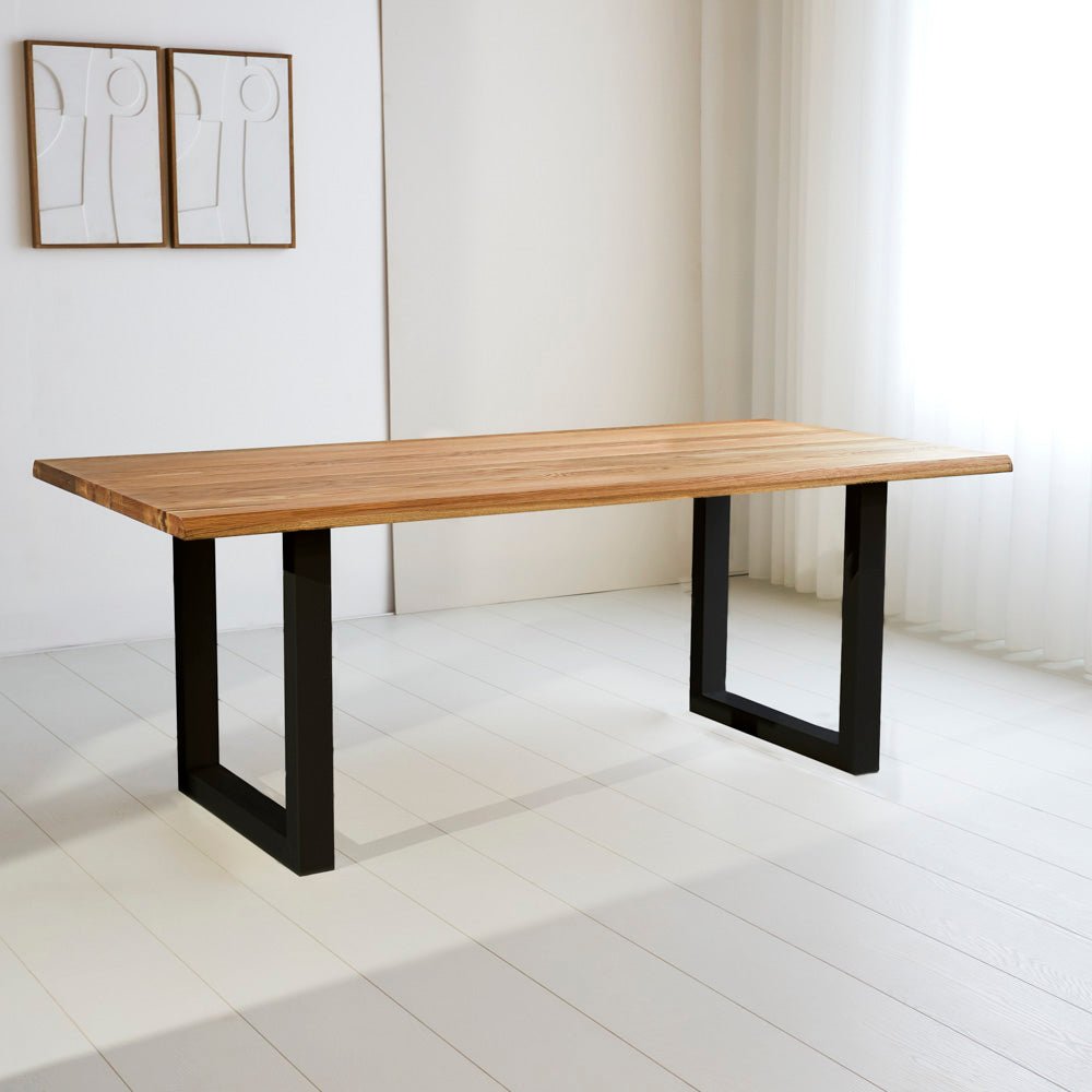 Milas Dining Table Oak with U-Leg Black