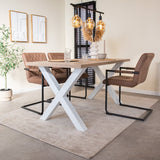 Dining table Lenzo Robson oak x-leg white